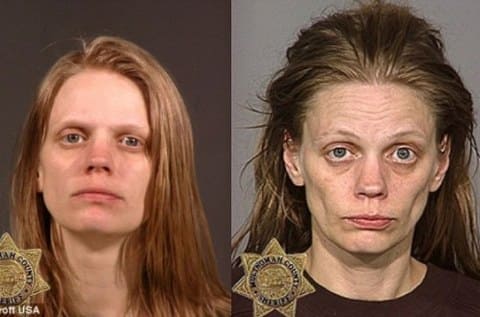 Как меняется человек, становясь наркоманом, зависимым от героина: слева - до приема наркотиков, справа - через год наркомании